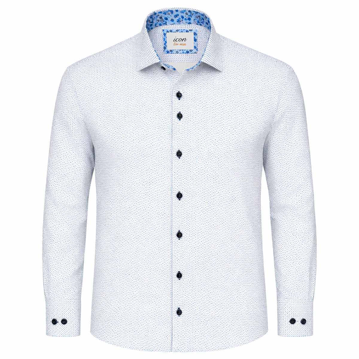 Icon LS Tailored Printed Shirt Blue