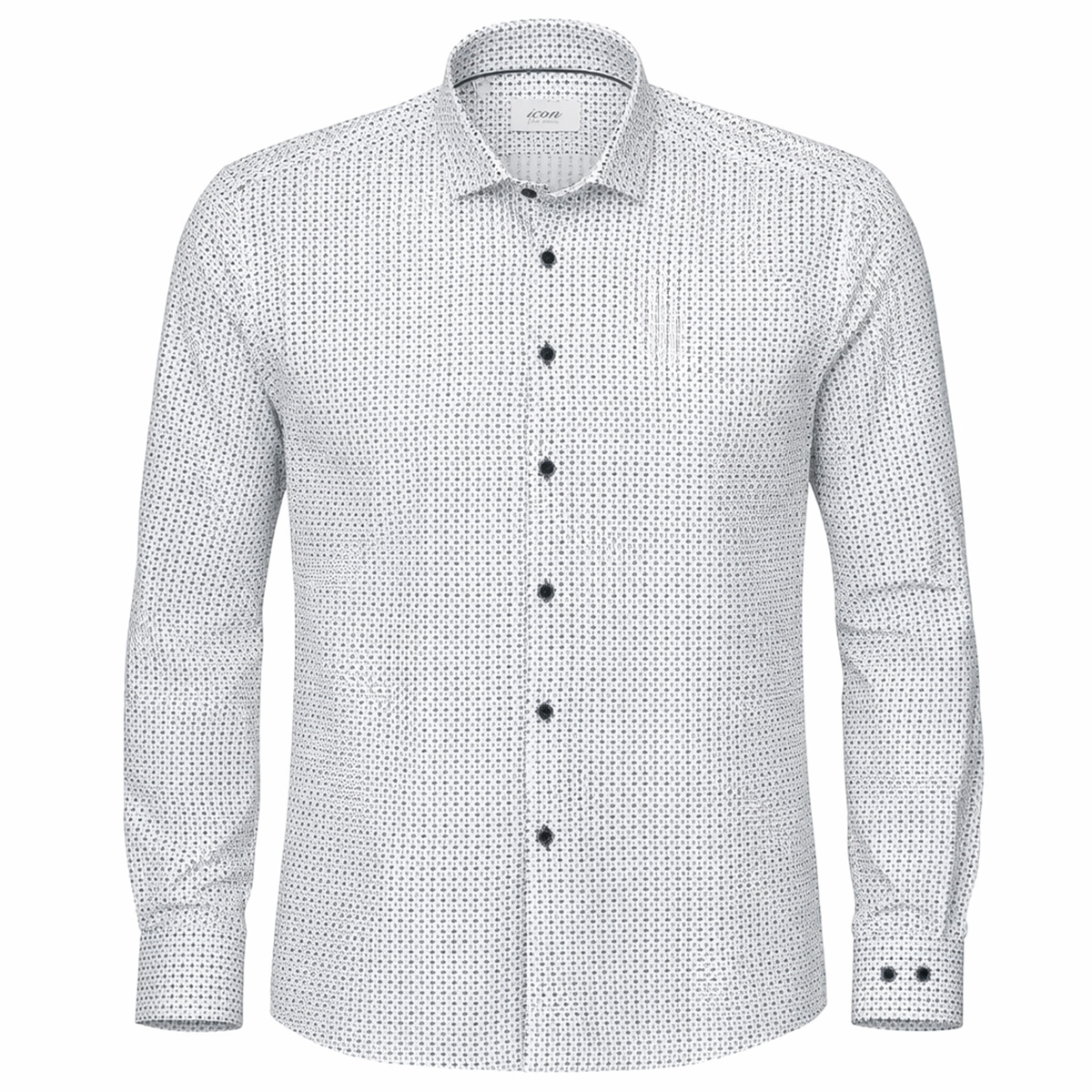 Icon LS Tailored Printed Shirt Navy Gree