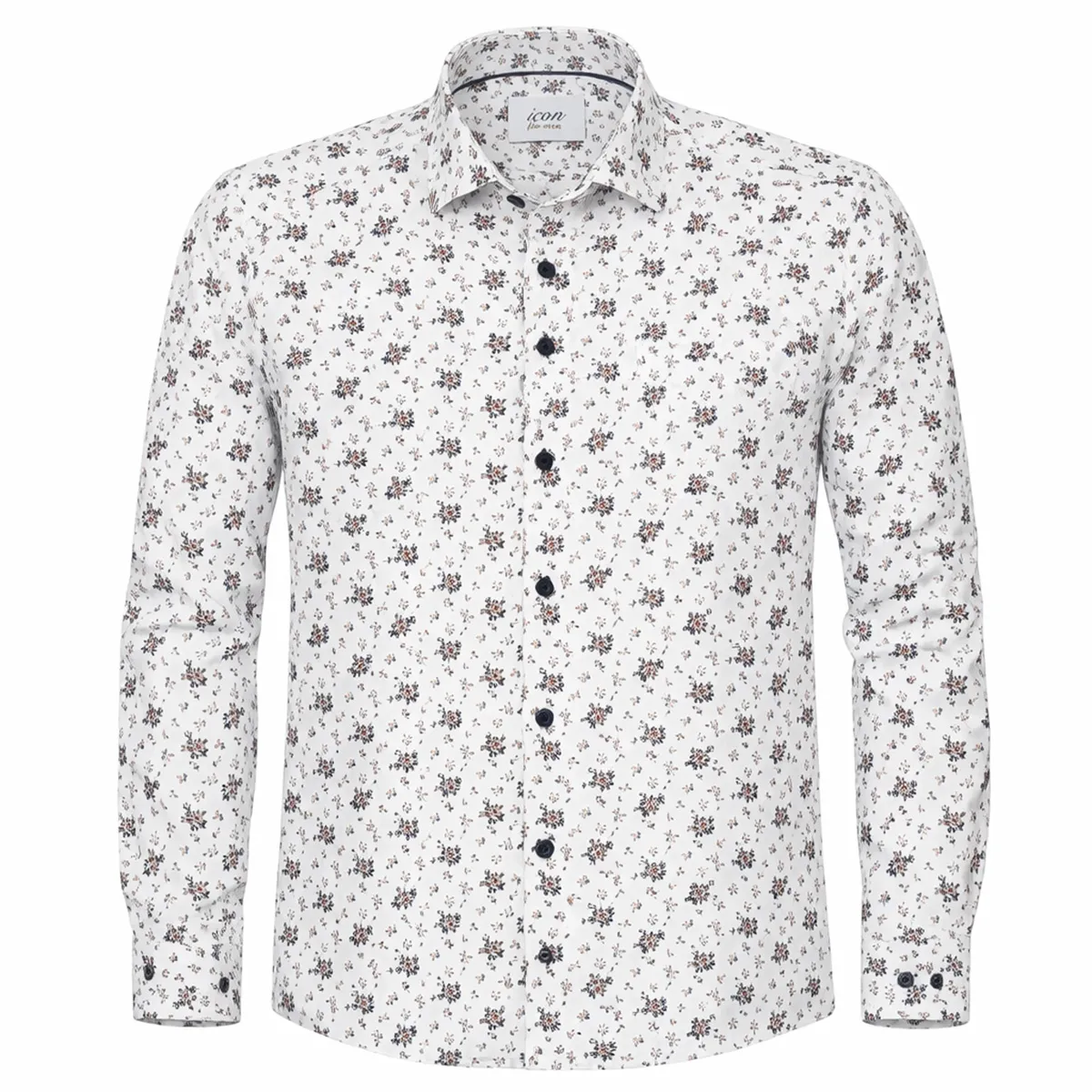 Icon LS Tailored Printed Shirt Tan
