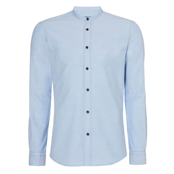 Remus Rome Slim Grandad Shirt - Blue