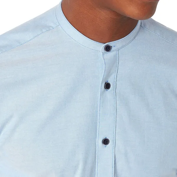 Remus Rome Slim Grandad Shirt - Blue