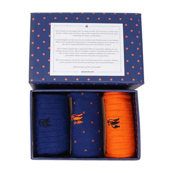 Swole Panda Orange Blue Gift Socks - 3Pk