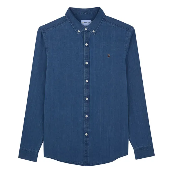 Farah Brewer Indigo LS BD In Stone Wash