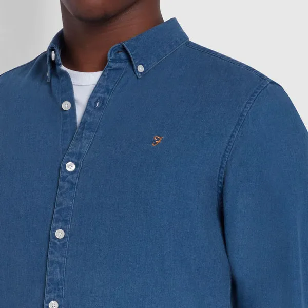 Farah Brewer Indigo LS BD In Stone Wash