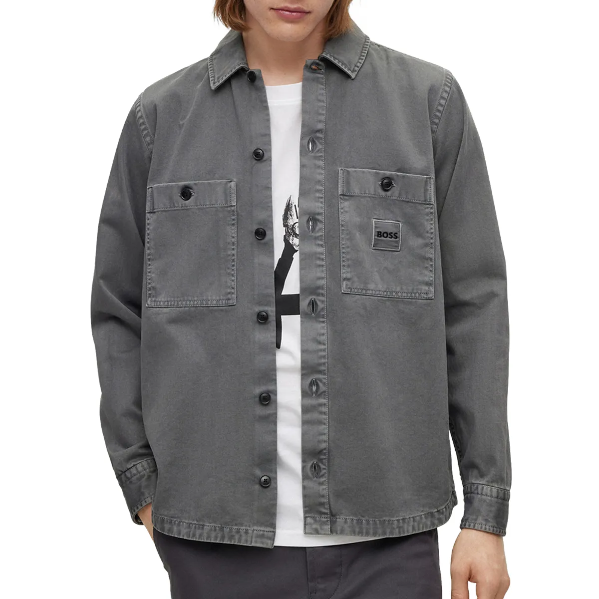 Boss Locky 1 Overshirt Dark Grey