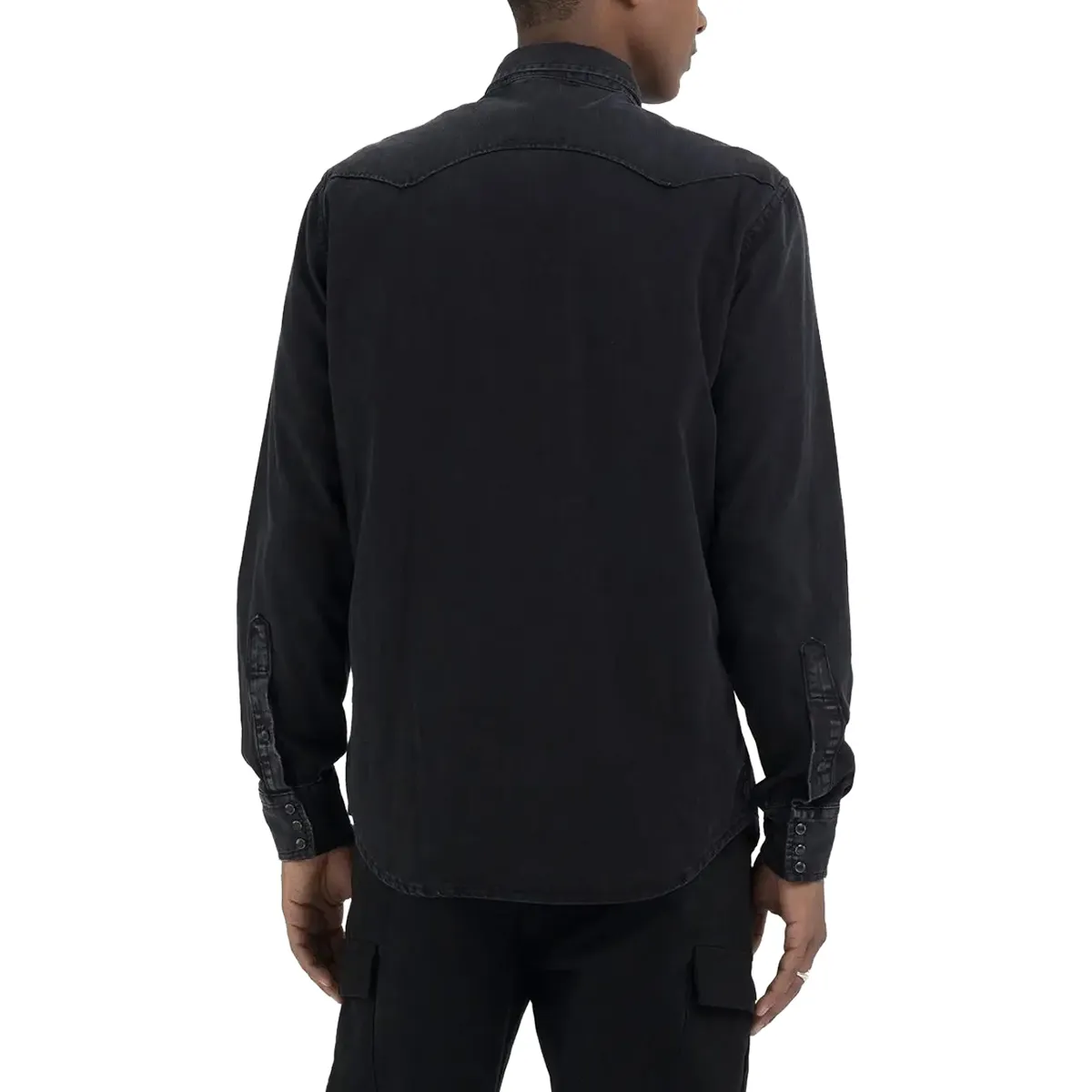 Replay Button Front Shirt Black Delave