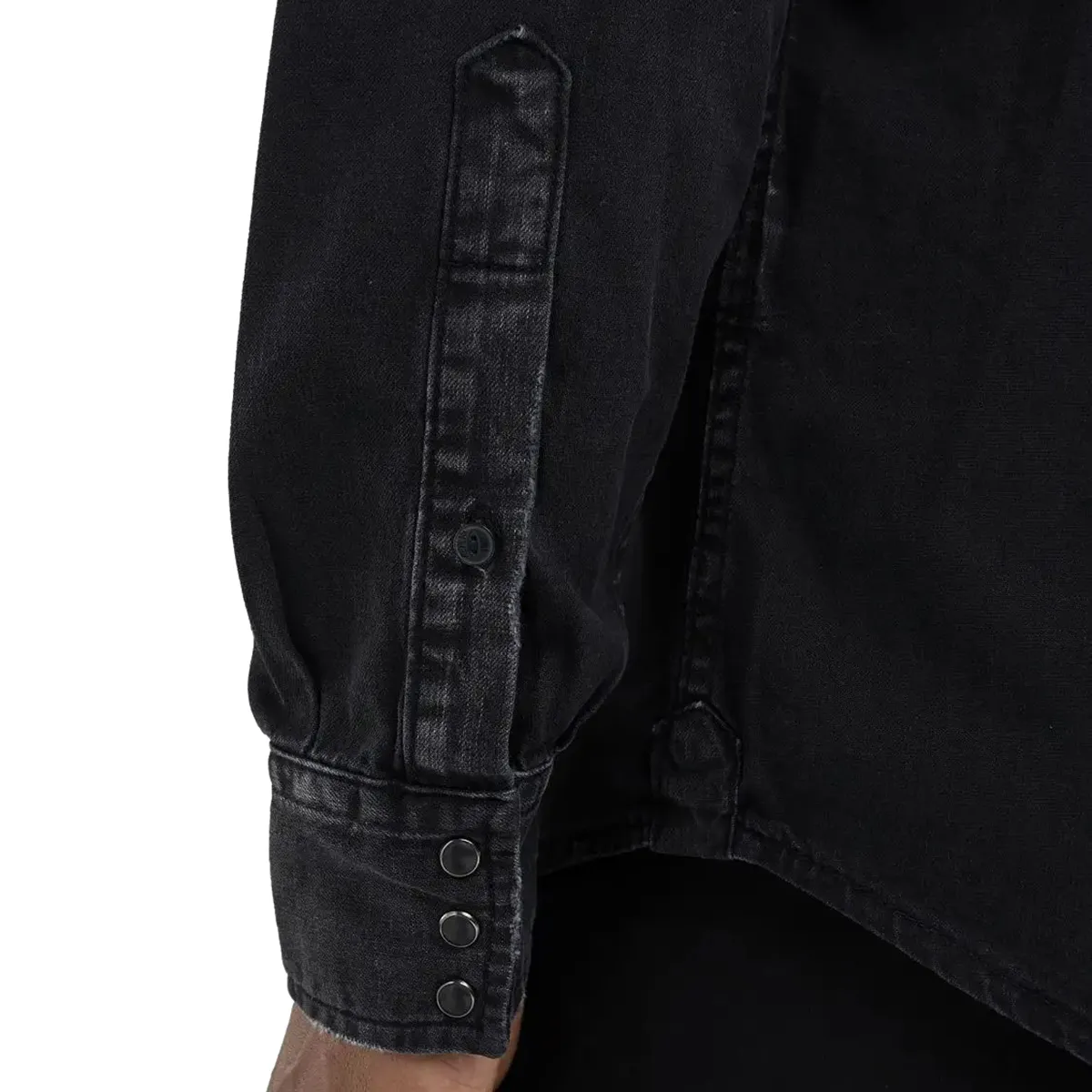 Replay Button Front Shirt Black Delave