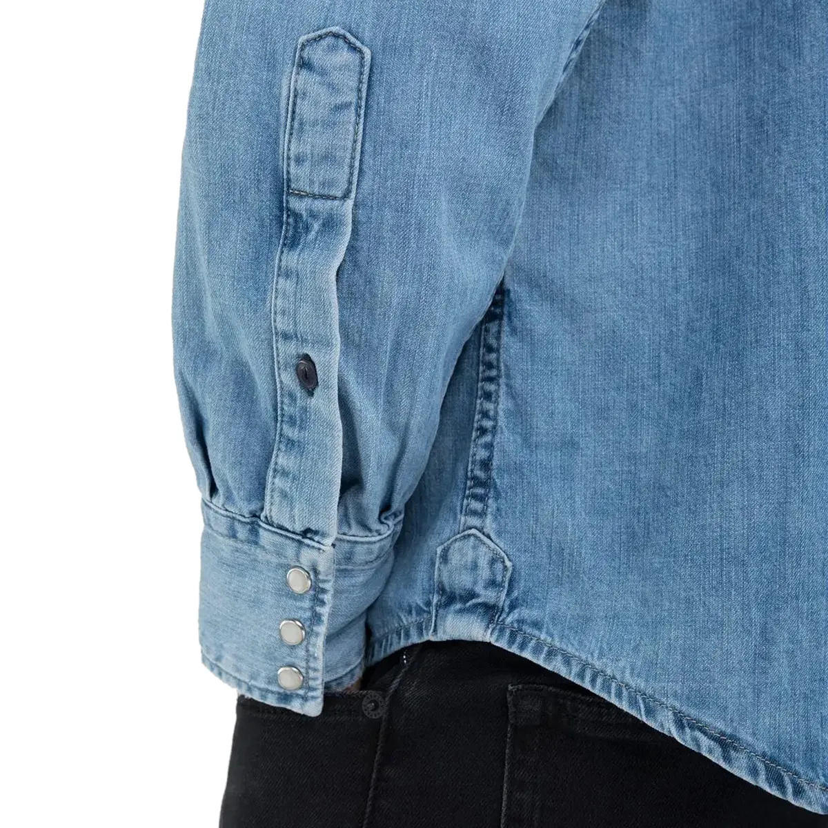 Replay Button Front Shirt Light Blue