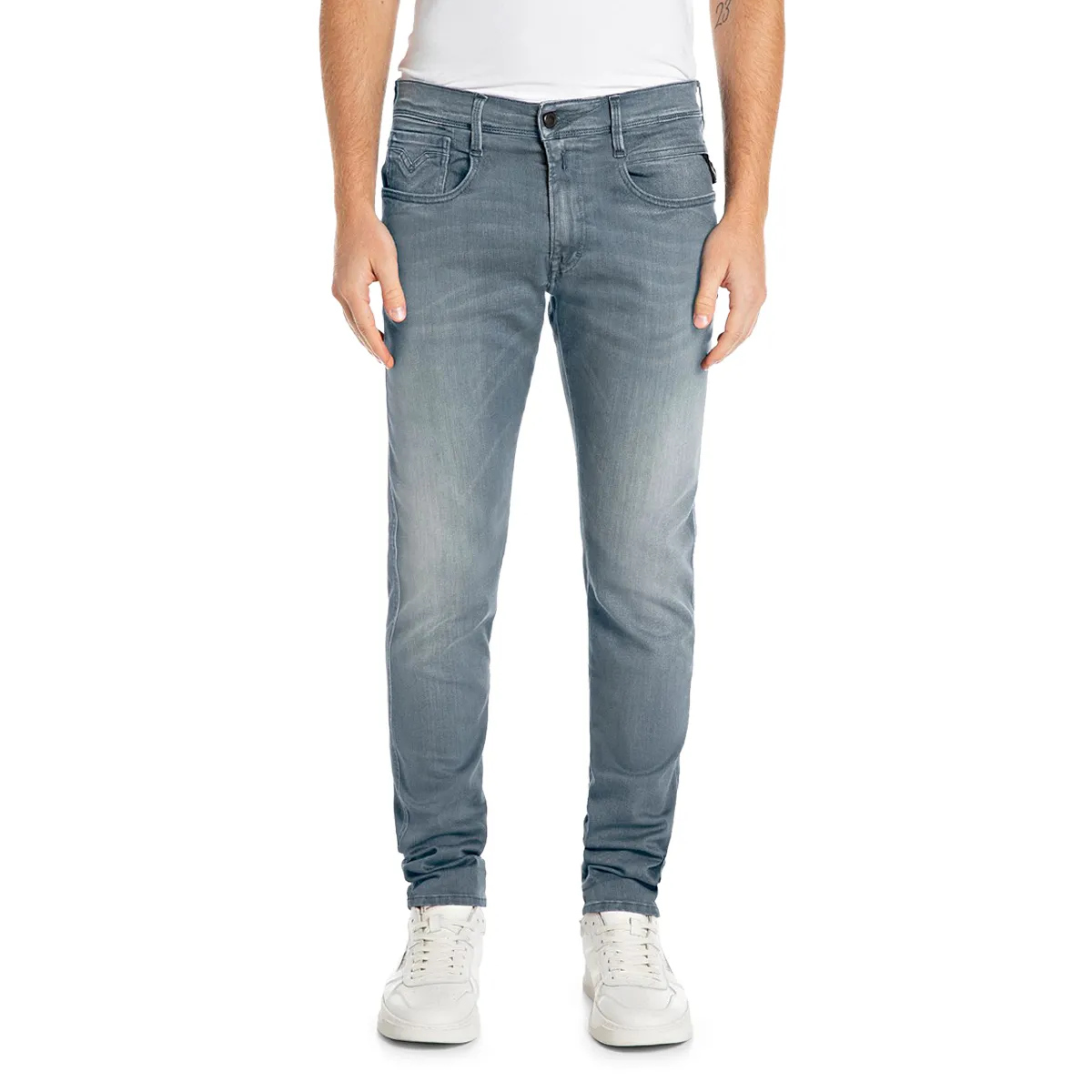 Replay Anbass Hyperflex Slim Jeans Medium Grey