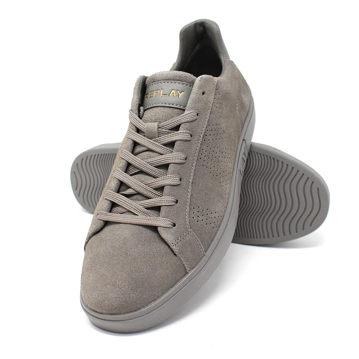 Replay Suede Lace Up Trainers Grey