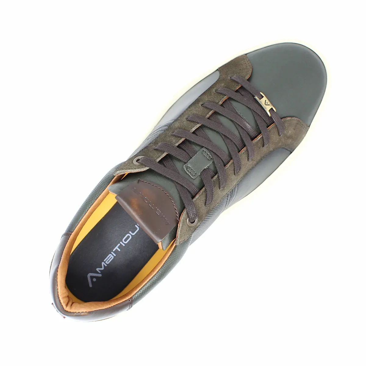 Ambitious Leather Trainer Kaki