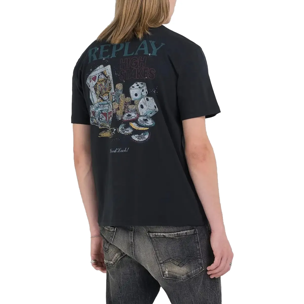Replay Back Graphic Print T-Shirt Blackboard