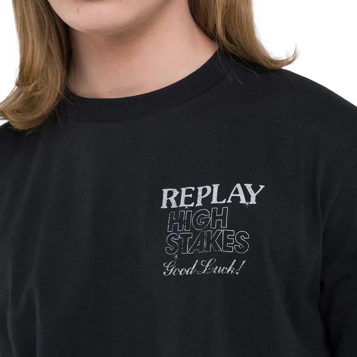 Replay Back Graphic Print T-Shirt Blackboard
