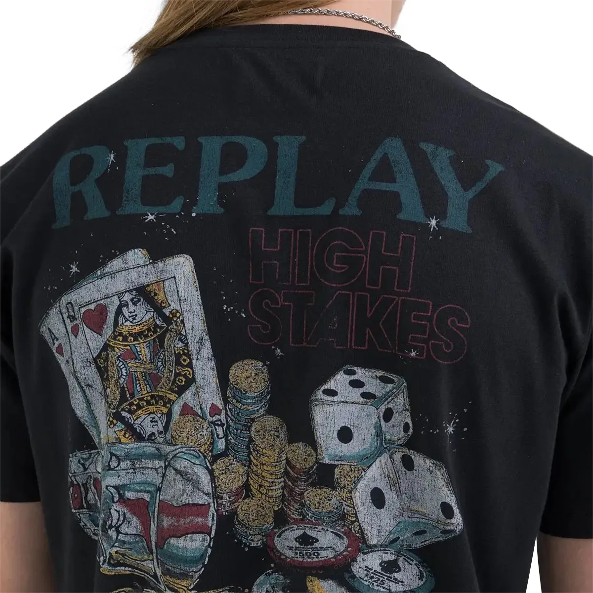 Replay Back Graphic Print T-Shirt Blackboard