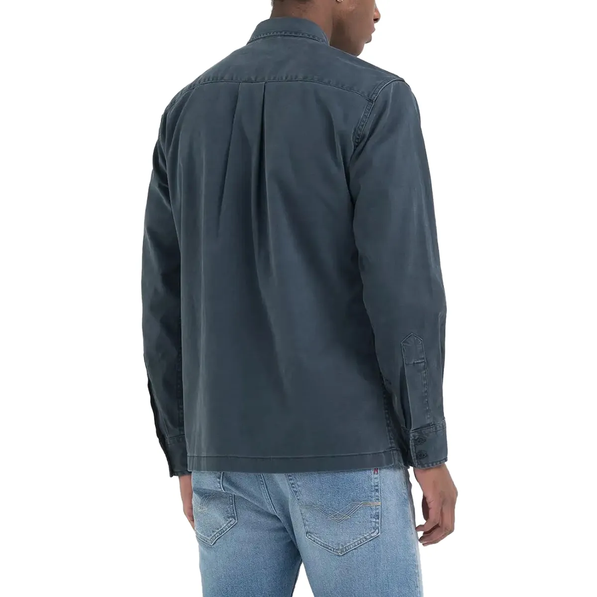 Replay Cotton Pocket Shirt Ocean Blue
