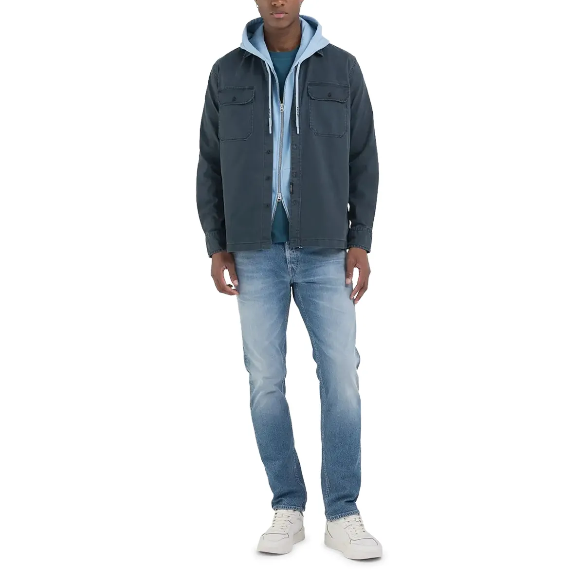Replay Cotton Pocket Shirt Ocean Blue