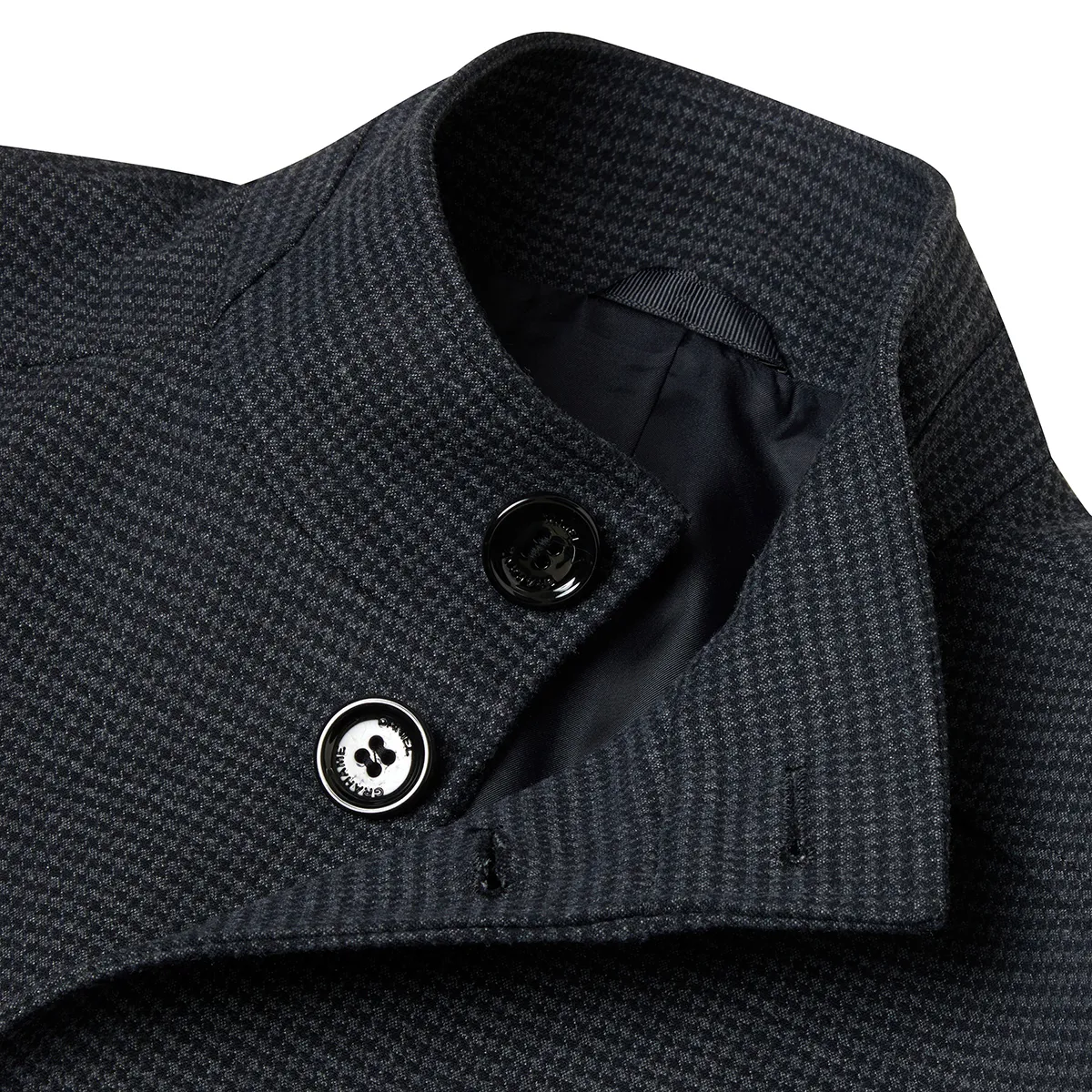 Daniel Grahame Houndstooth Overcoat Navy