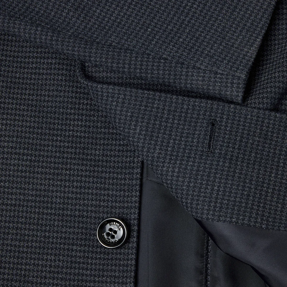 Daniel Grahame Houndstooth Overcoat Navy