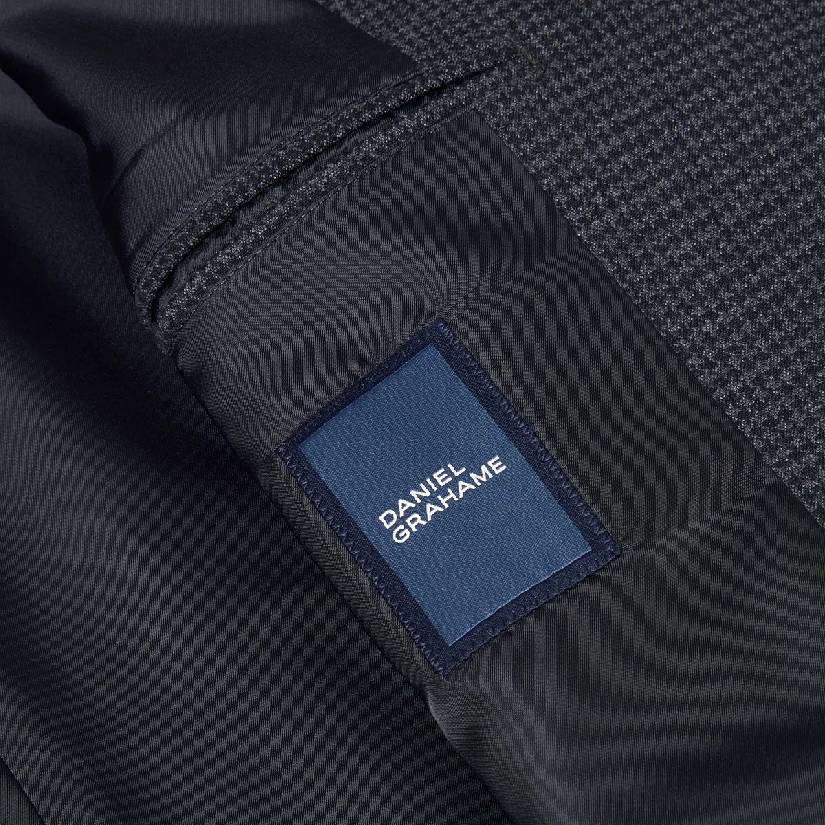 Daniel Grahame Houndstooth Overcoat Navy