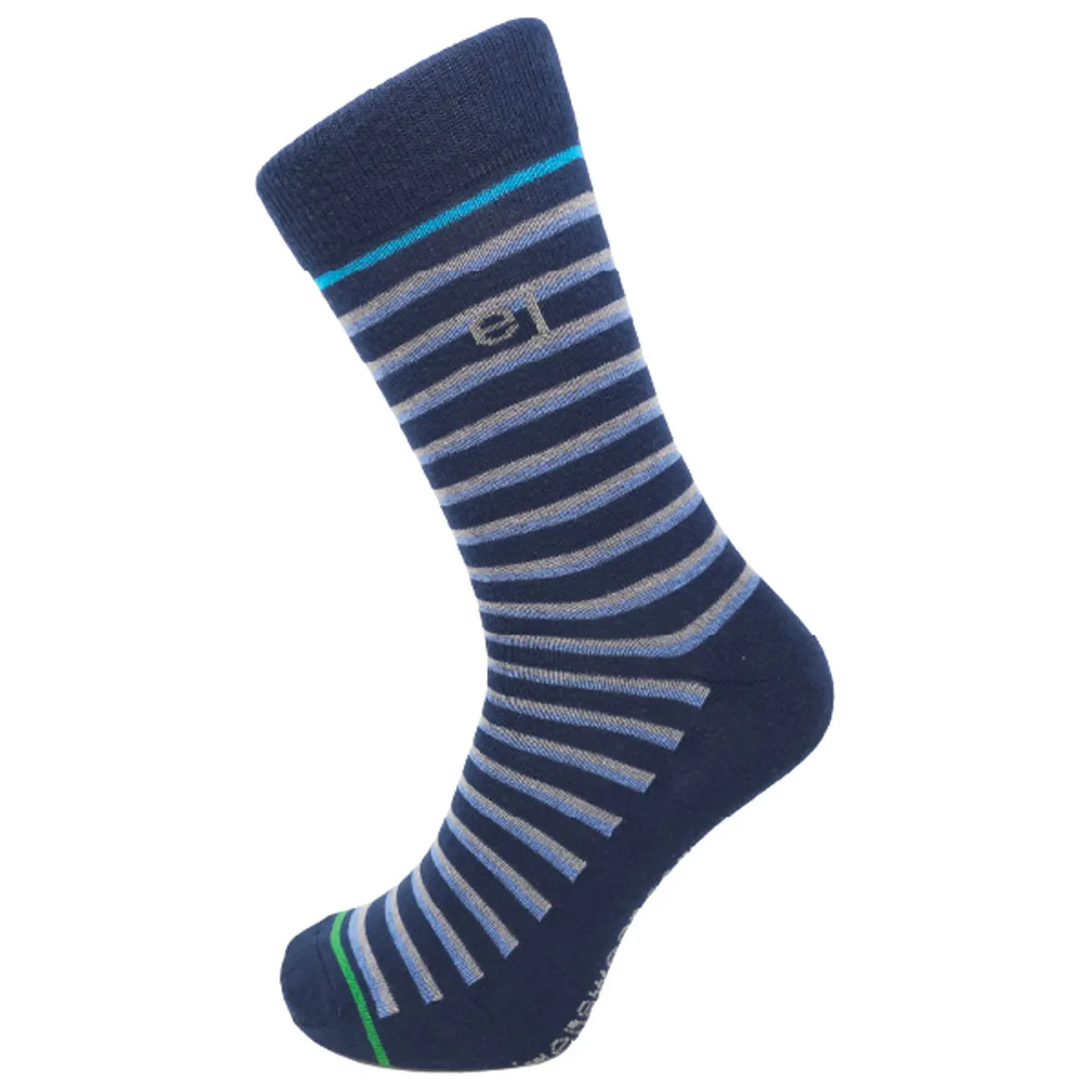 EJ Stripe Navy Sock with Small Blue / Grey Stripes