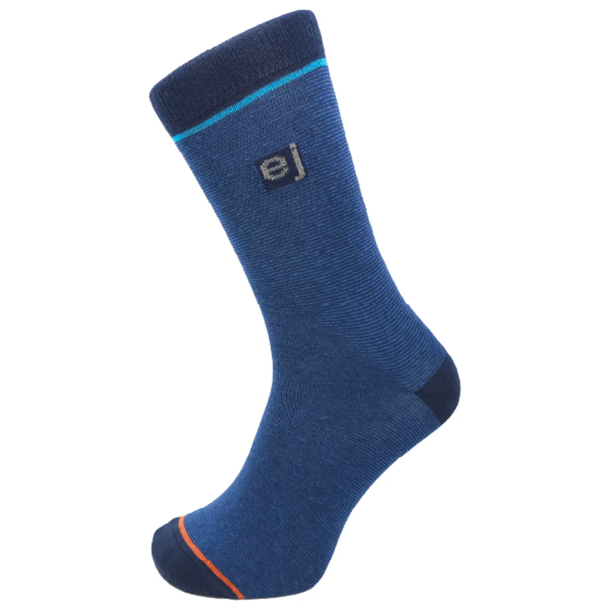 EJ Fancy Navy Sock with Blue Zig Zag Lines