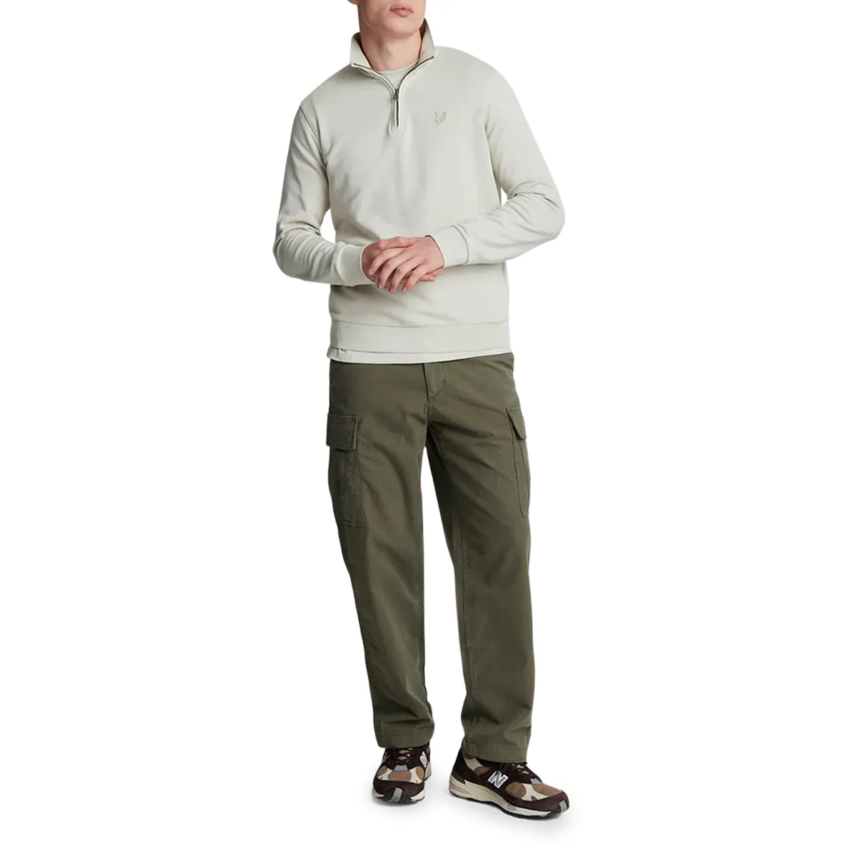Lyle & Scott Tonal Eagle Quarter Zip Sweatshirt Cove