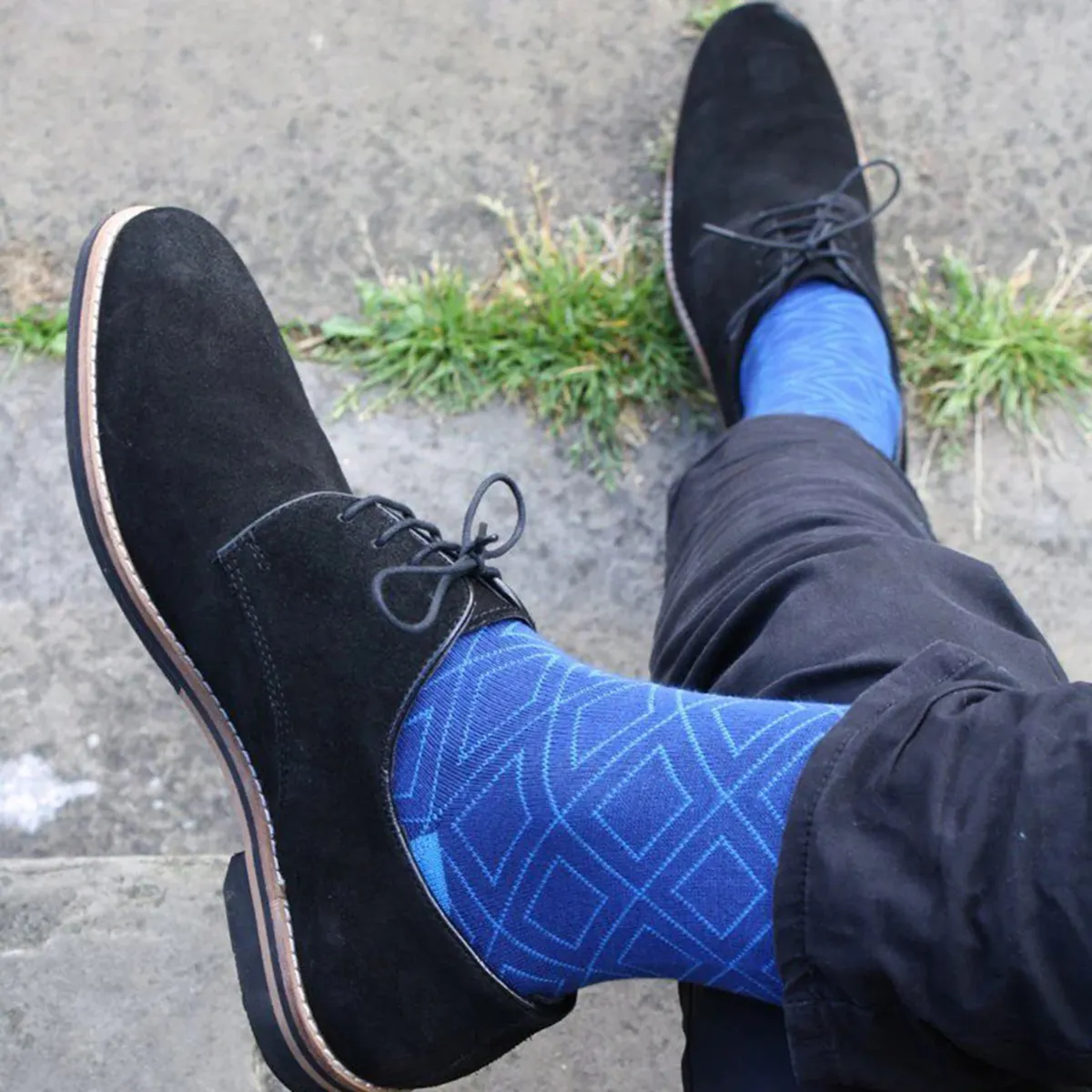 Swole Panda Diamond Socks Blue