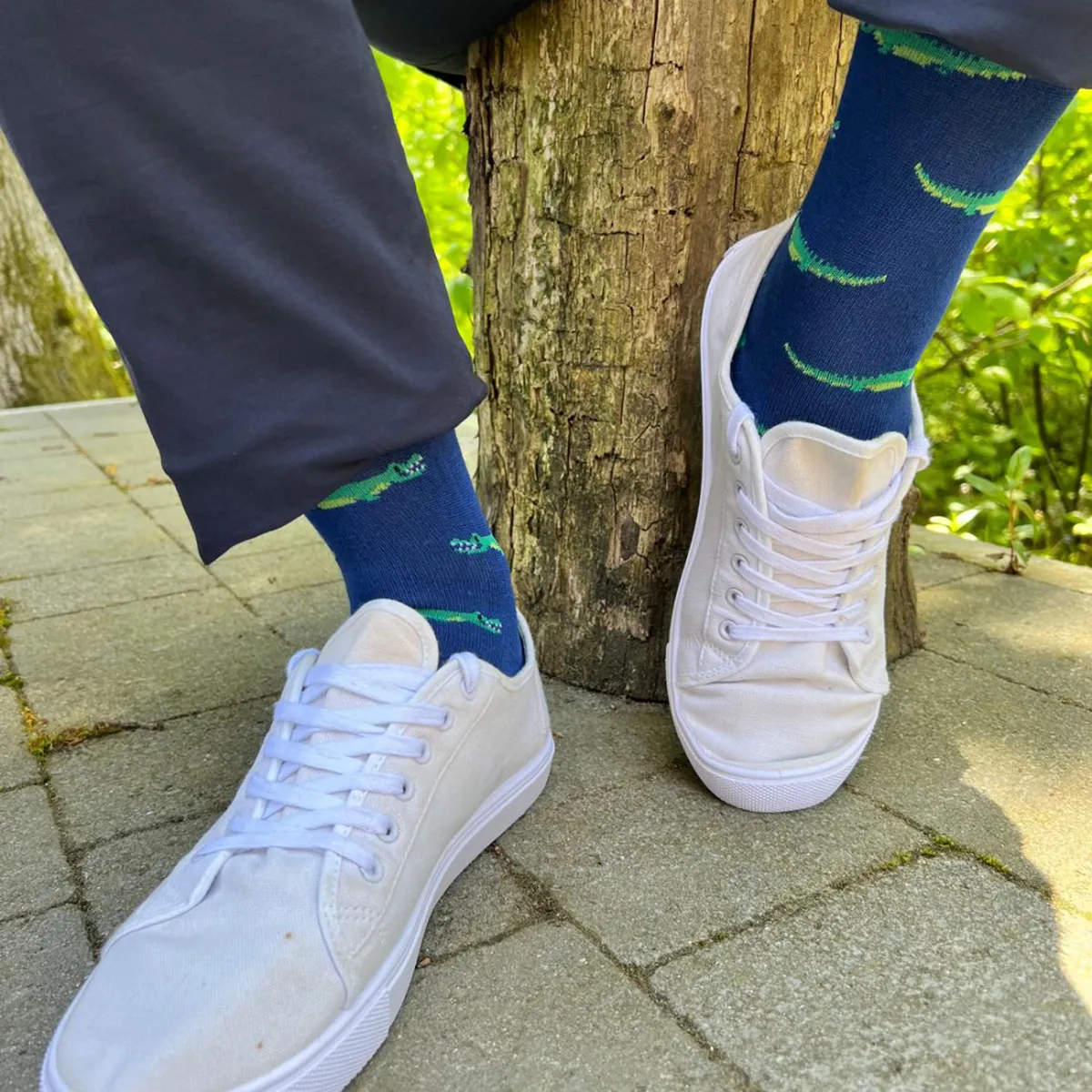 Swole Panda Crocodile Socks Blue