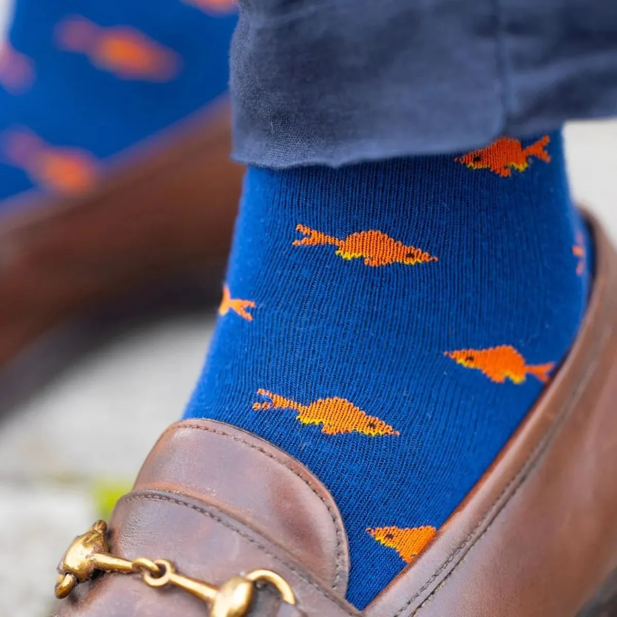 Swole Panda Gold Fish Socks Blue