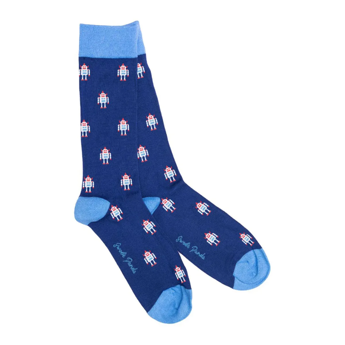 Swole Panda Robot Socks Blue