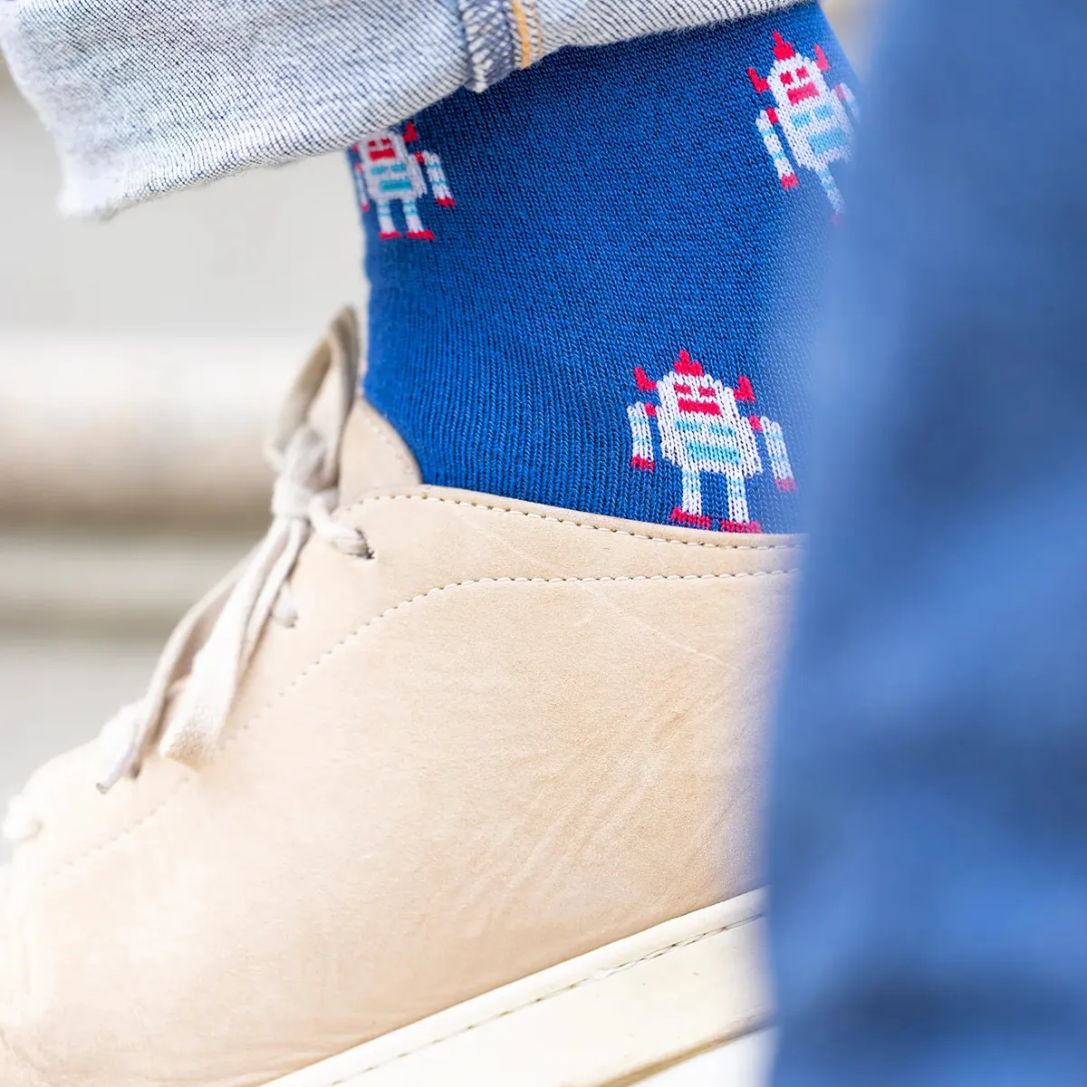 Swole Panda Robot Socks Blue