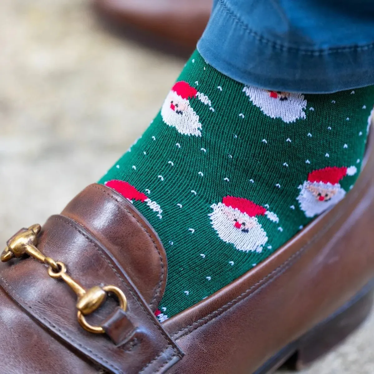 Swole Panda Santa Claus Socks Green