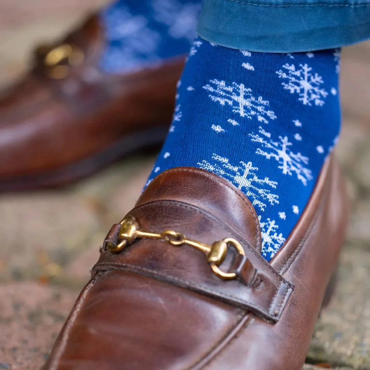 Swole Panda Snowflake Socks Blue