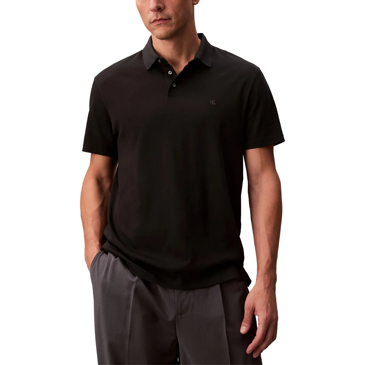 Calvin Klein SS Supima Chest Emb Polo Shirt Black