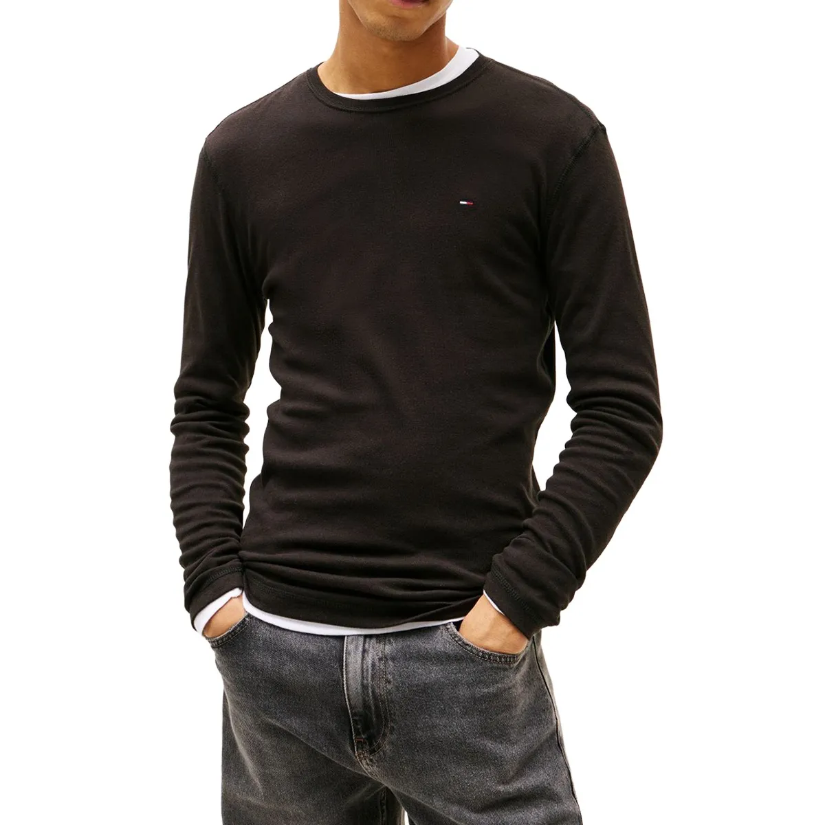 Tommy Jeans Rib Lon T-Shirt Tommy Black 078