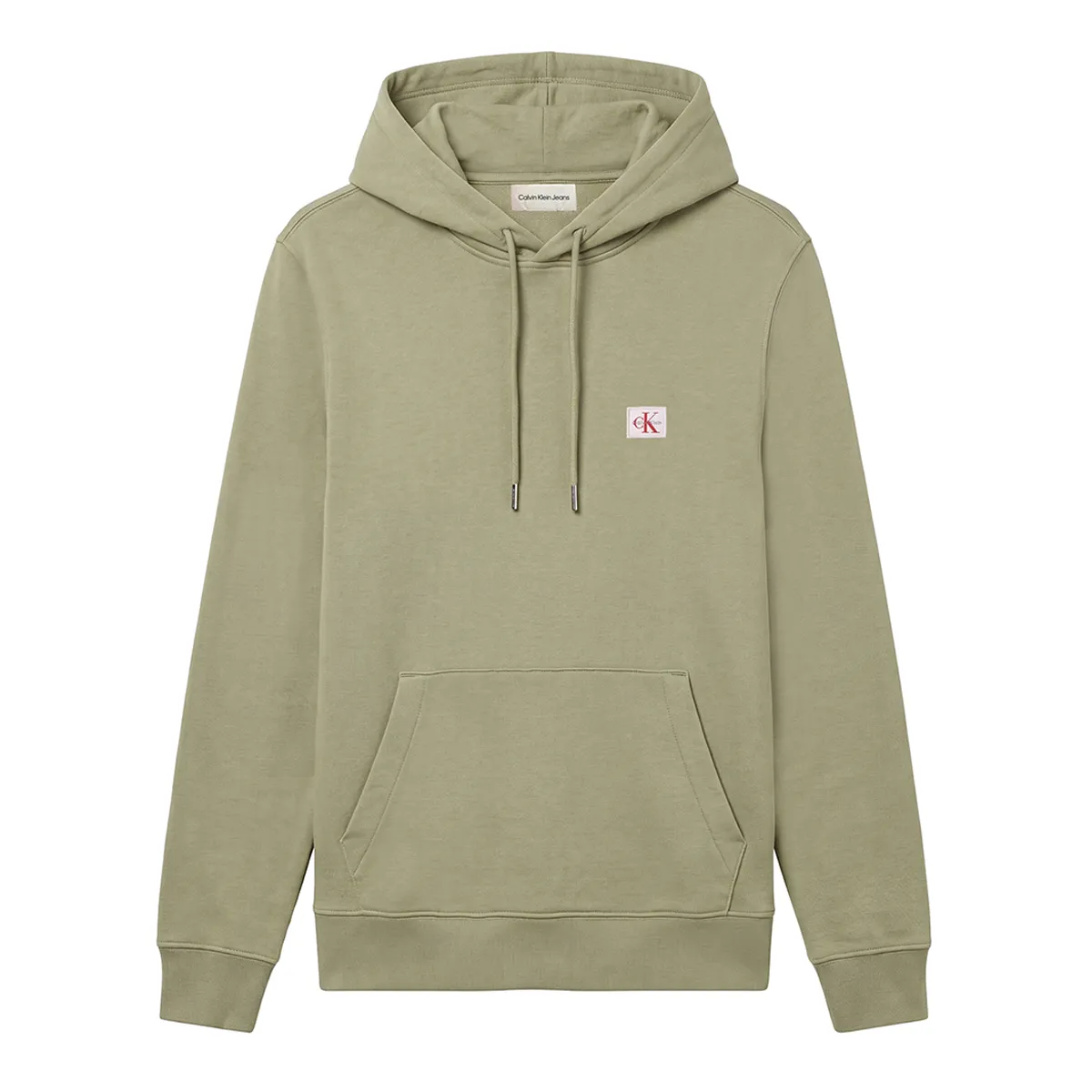 Calvin Klein Jeans Woven Label Hoodie Oil Green