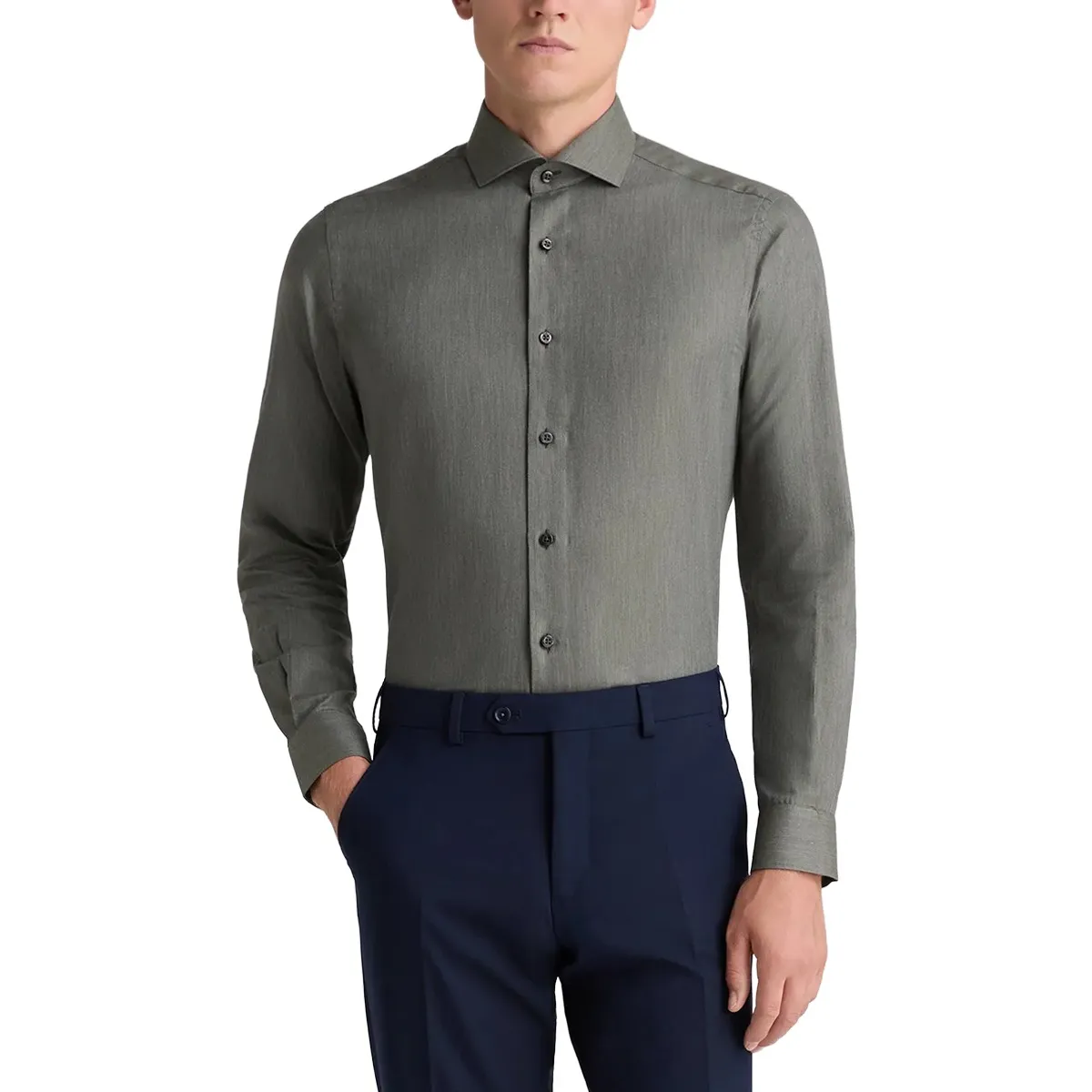 Remus Uomo Tapered Frank Shirt Green - AW26