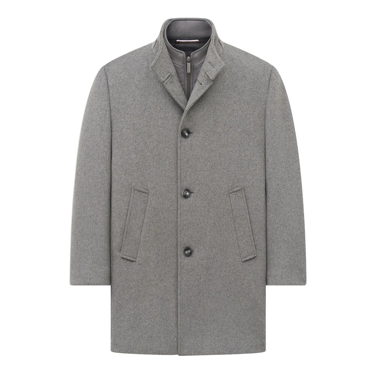 Bugatti Full Length Wool Button Coat Grey - 250