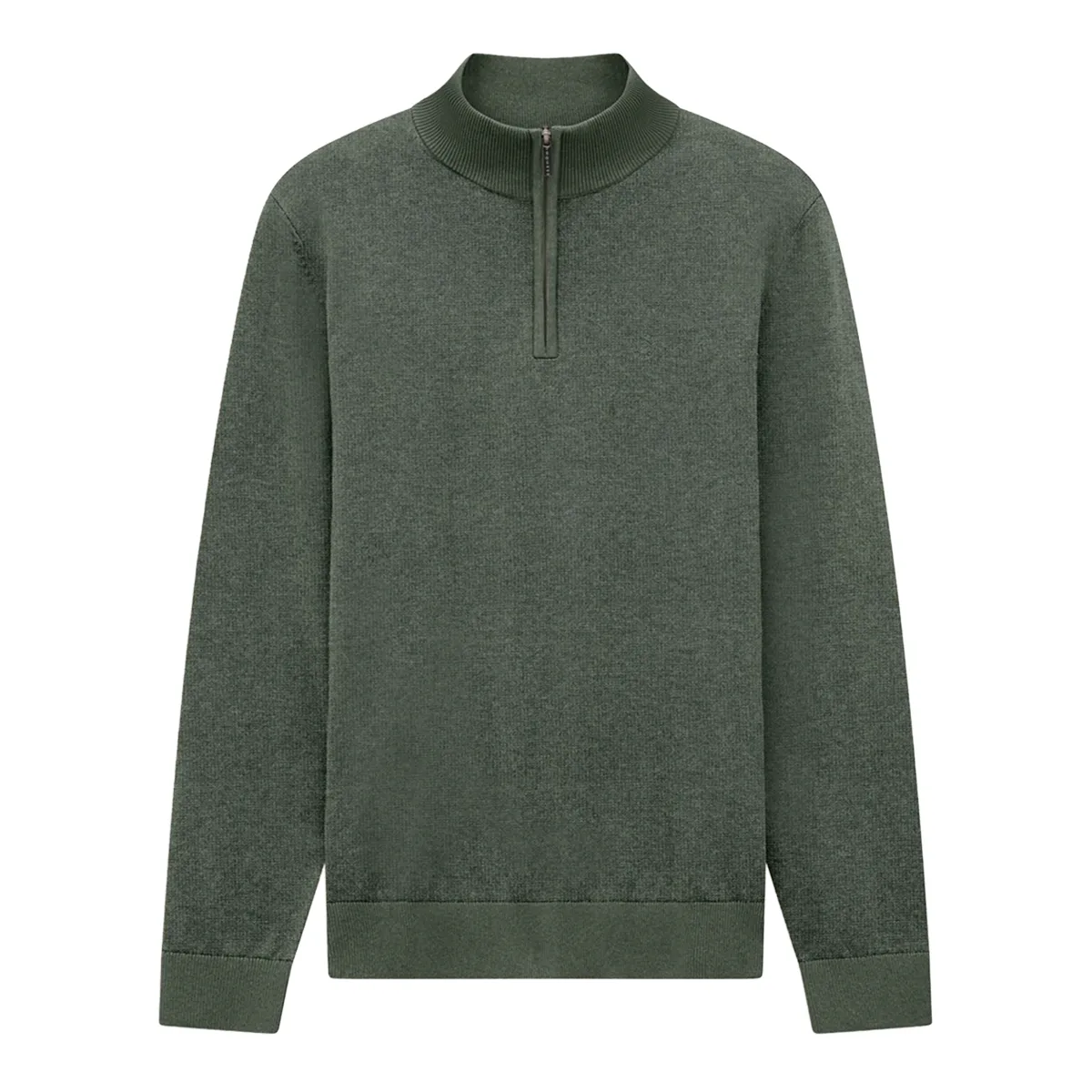 Bugatti Plain Knit Half Zip Sweatshirt Green AW26