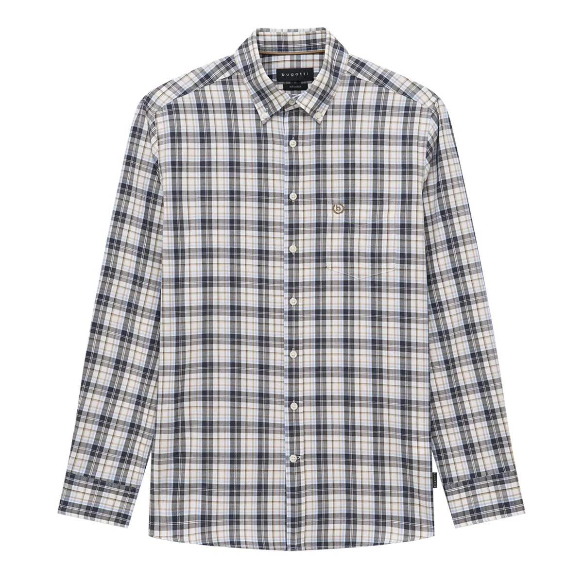 Bugatti LS Soft Cotton Checked Shirt White AW26