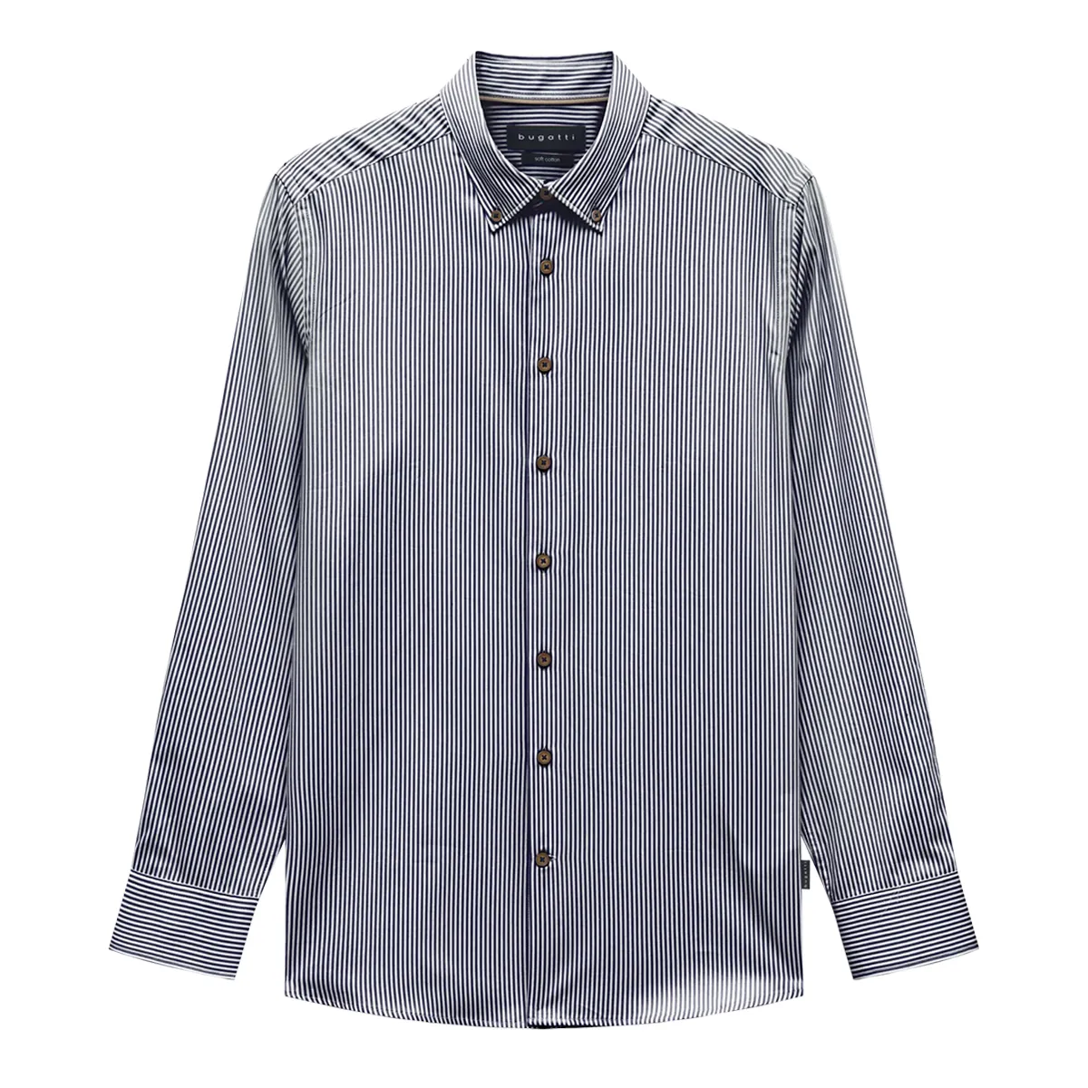 Bugatti LS Soft Cotton Striped Shirt Navy AW26