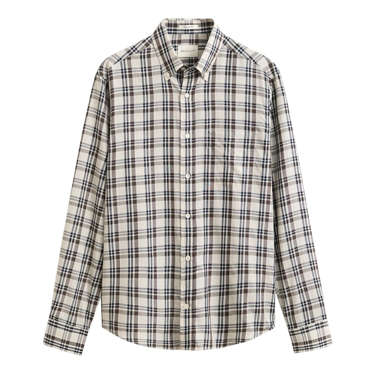 Gant LS Reg Twill Check Shirt Sand