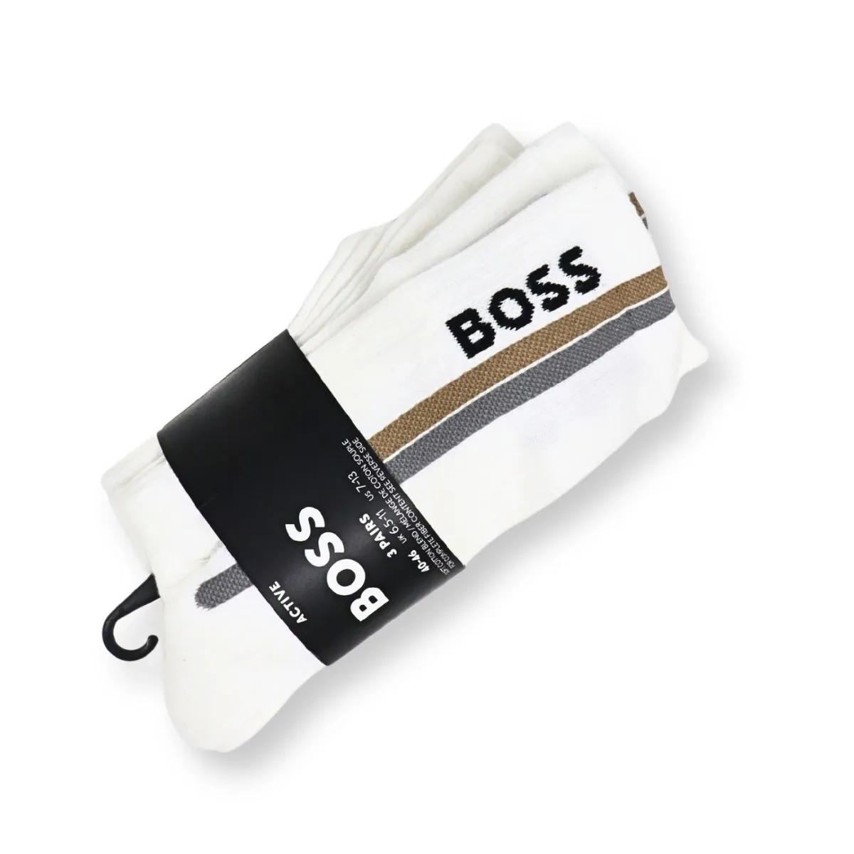 Boss 3PK QS Rib Line Socks White