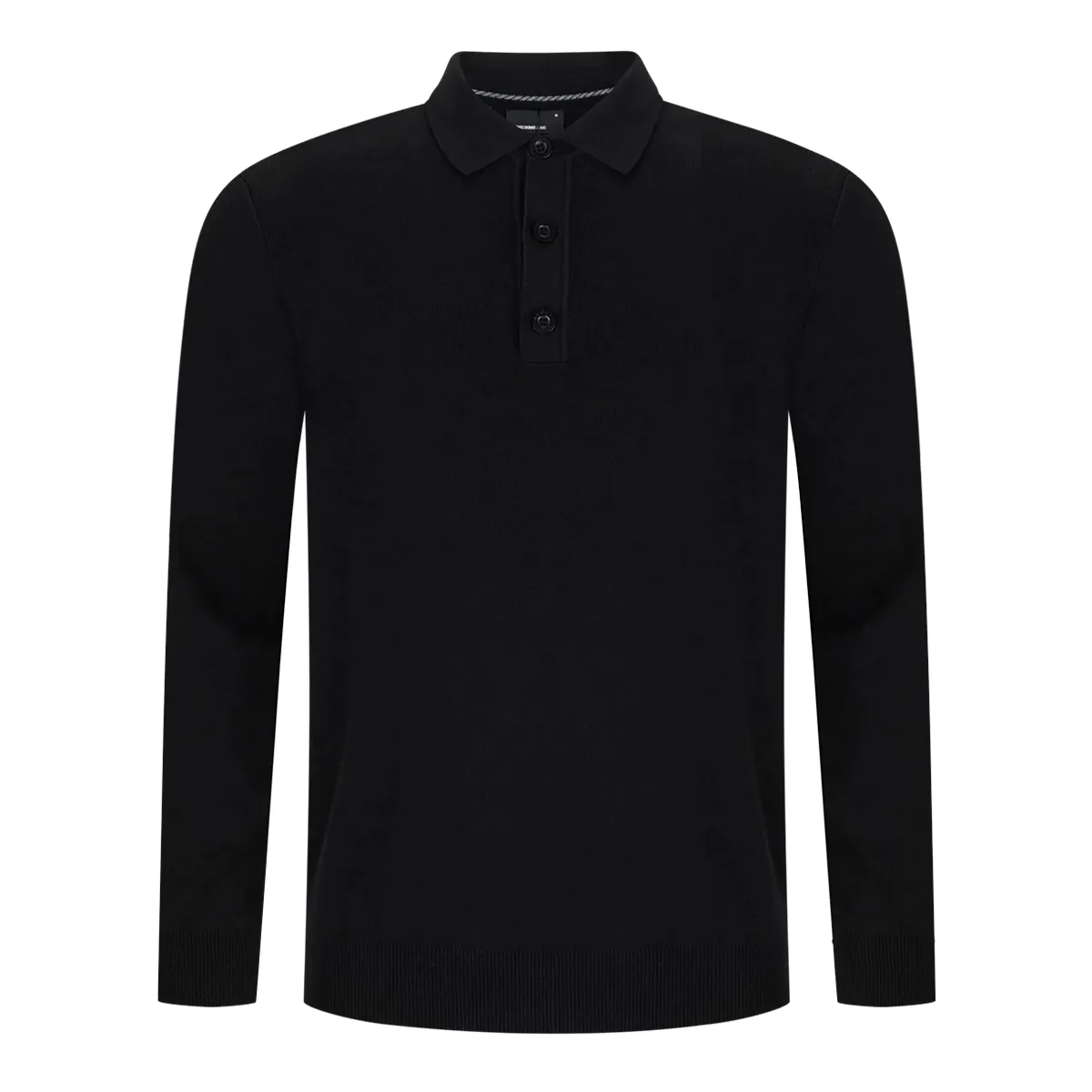 Remus Uomo LS Knit Polo Shirt Black AW26