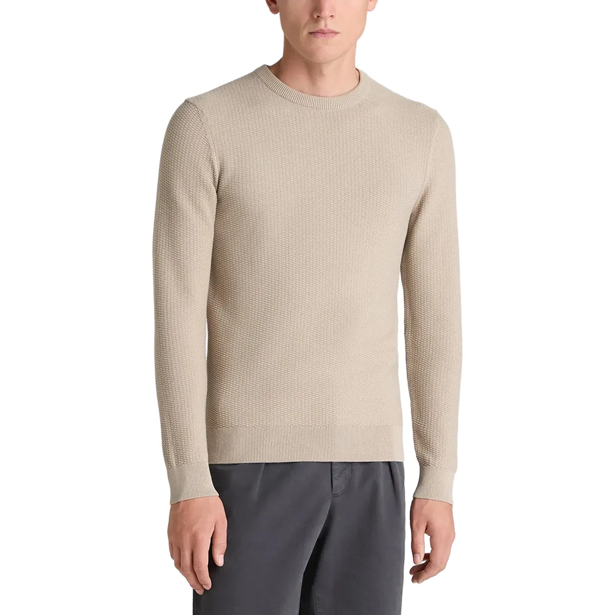 Remus Uomo Knit Crew Neck Sweater Cream - AW26