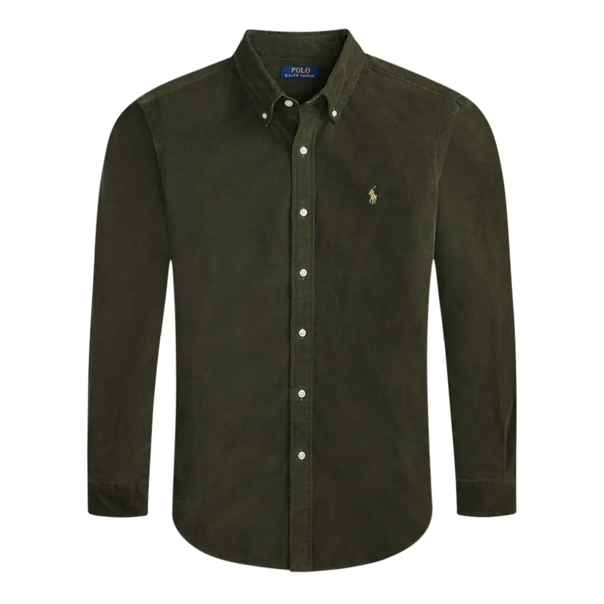 Ralph Lauren LS Small Logo Corduroy Shirt Olive AW26