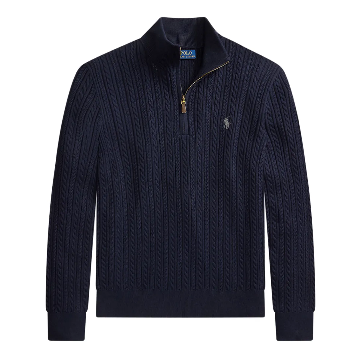 Ralph Lauren Cable Knit Half Zip Sweatshirt Navy Blue AW26