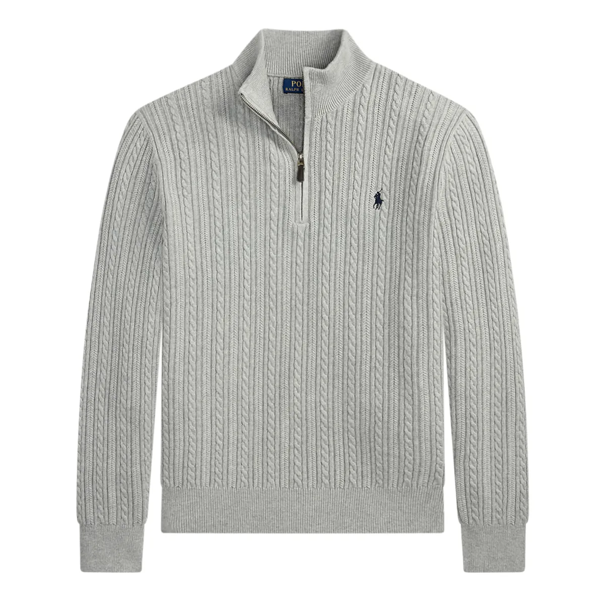 Ralph Lauren Cable Knit Half Zip Sweatshirt Grey AW26