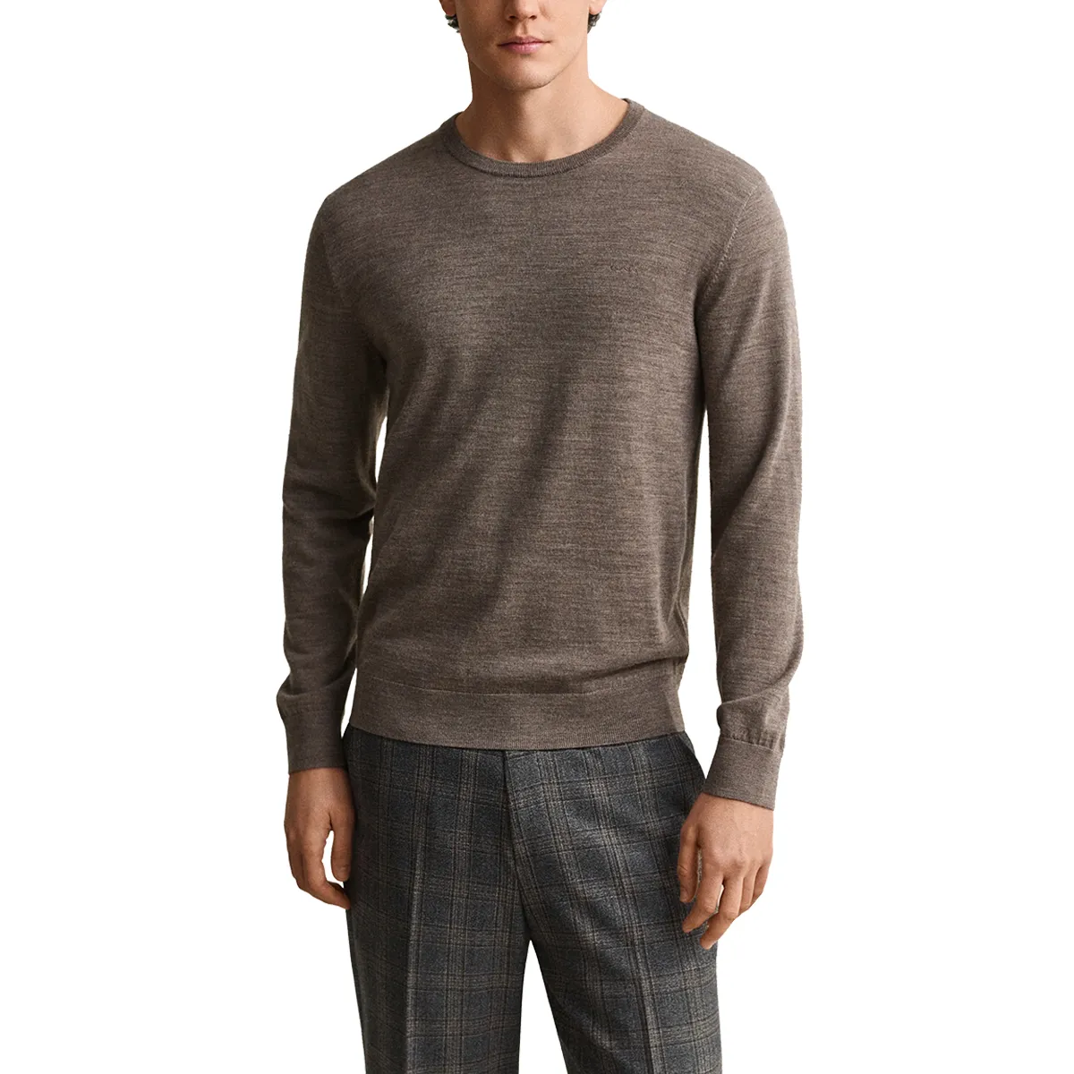 Gant Extrafine Merino Crew Neck Dark Hazelnut - view 2
