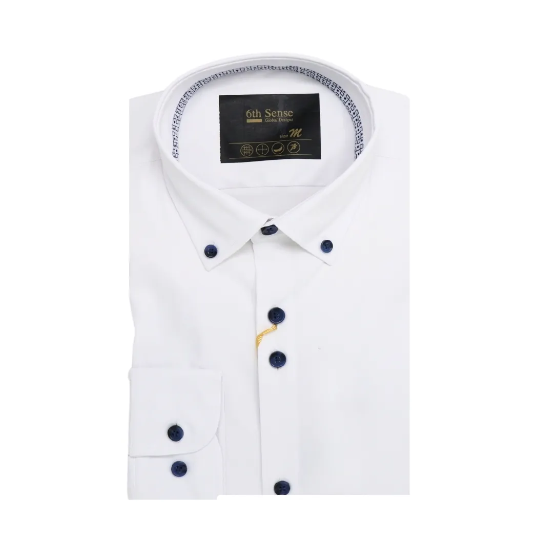6th Sense LS Plain BD Travel Shirt White AW26